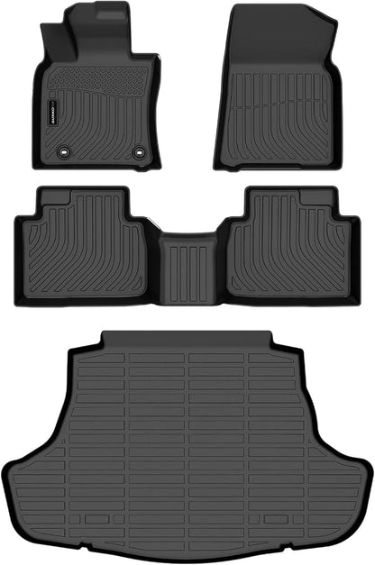Auxko All Weather Floor Mats Cargo Mat Fit for Toyota Camry Hybrid 2024 2023 2022 2021 2020 2019 2018 TPE Floor Liner Trunk Mat Camry Accessories All Season Odorless Anti-Slip Black