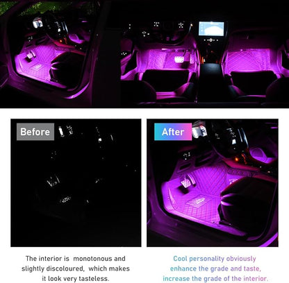 Ohleats Car LED Strip Light, 48 LED RGB Auto Interior Atmosphere Lights, Cigarette Lighter Under Dash Ambient Night Light, Interior Lamp Lighting Kit (Pink Purple, USB)
