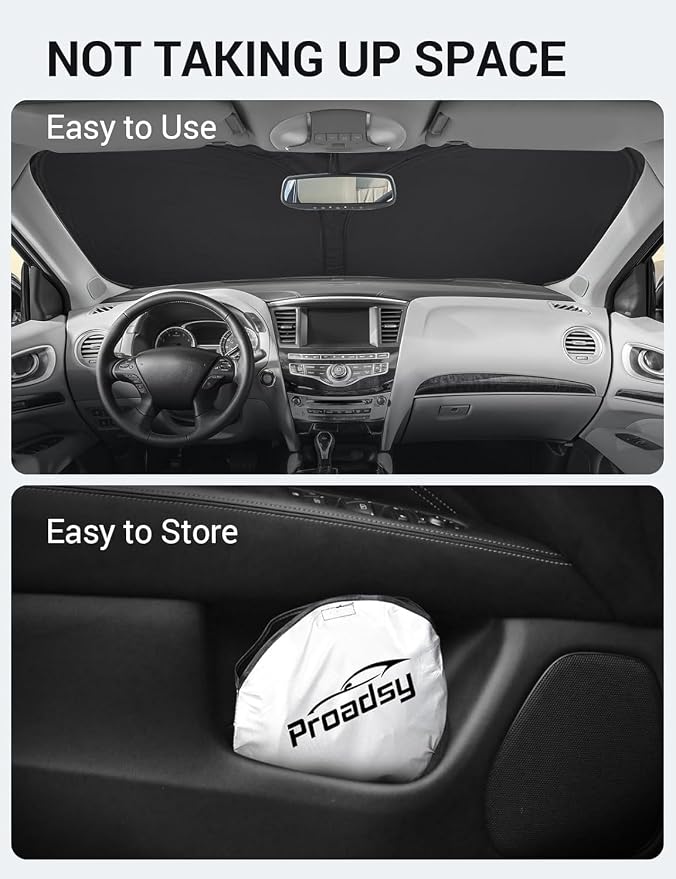 Proadsy 2026 Upgrade Front Windshield Sun Shade Foldable Sunshade Protector Custom Fit 2014-2021 Infiniti QX60 Accessories