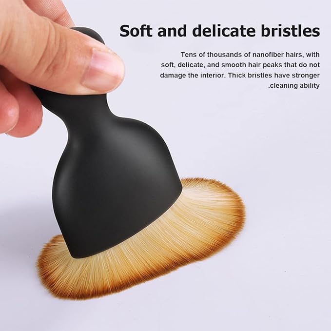 BELOMI Car Detailing Brush, Auto Interior Dusting Brush, Car Soft Bristle Cleaning Tool, Universal Car Interior Crevice Brush for Dashboard, Air Conditioner Vents, Leather, Computer (White/Pink)