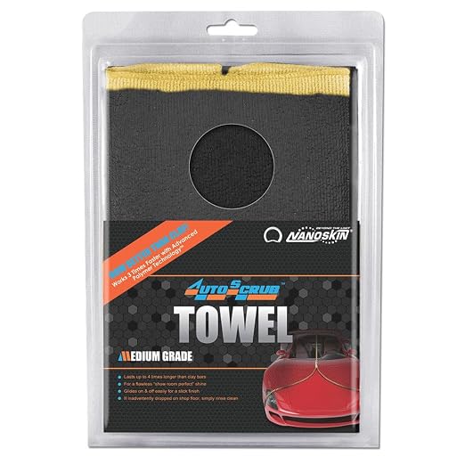 Nanoskin AUTOSCRUB Surface Prep Towel Medium Grade- Patented Clay Bar Replacement Tool to Remove Embedded Contaminants Before Wax & Coating | Safe for Painted Surface, Glass, Plastic, Metal & More 12" x 12"