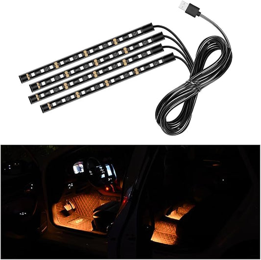 Ohleats Car LED Strip Light, 48 LED RGB Auto Interior Atmosphere Lights, Cigarette Lighter Under Dash Ambient Night Light, Interior Lamp Lighting Kit (Orange, USB)