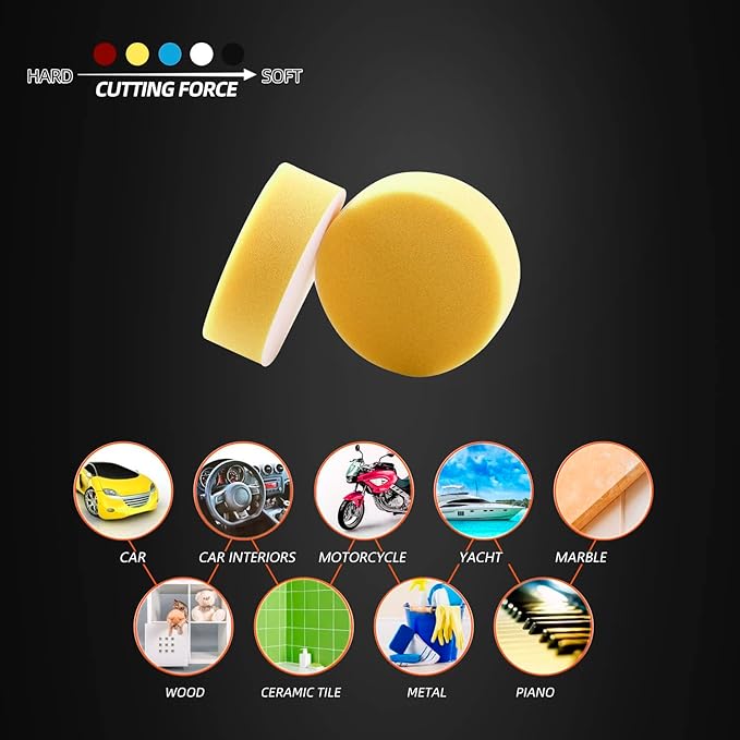 Polishing Pad, 50pcs 3 inch(80 mm) Sponge Buffing Pads, Foam Polishing Pad Kit for Car Sanding, Polishing and Waxing