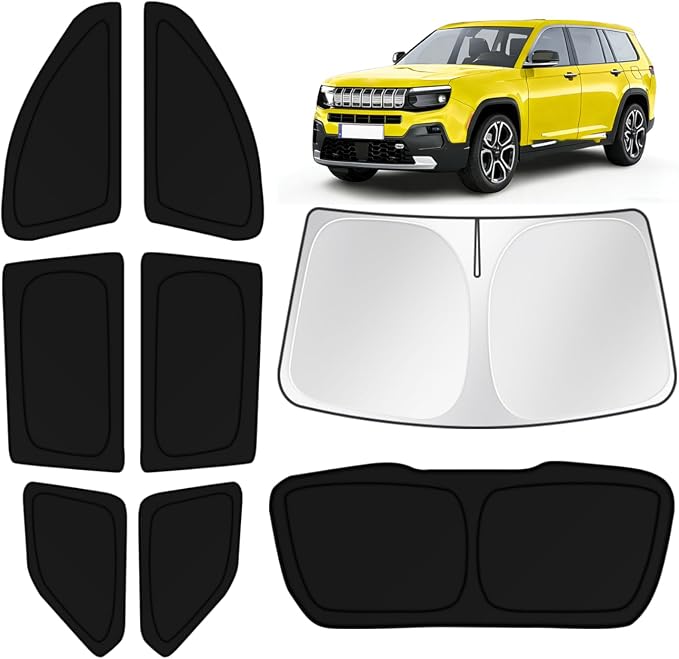 KUST Car Window Shades for Jeep Grand Cherokee 2022-2025 2026 Windshield Sun Shade Side Window Cover UV Block Privacy Protection Accessories for Camping Blackout Rear Back Full Set 8PCS