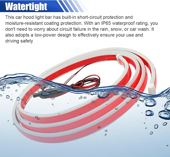 71 Inch Exterior Car LED Hood Light Strip, Flexible Waterproof Dynamic Scan Start Up Hoodbeam Lights, Universal 12V Bright Daytime Running Light Strip for Cars, SUVs, Trucks (White)