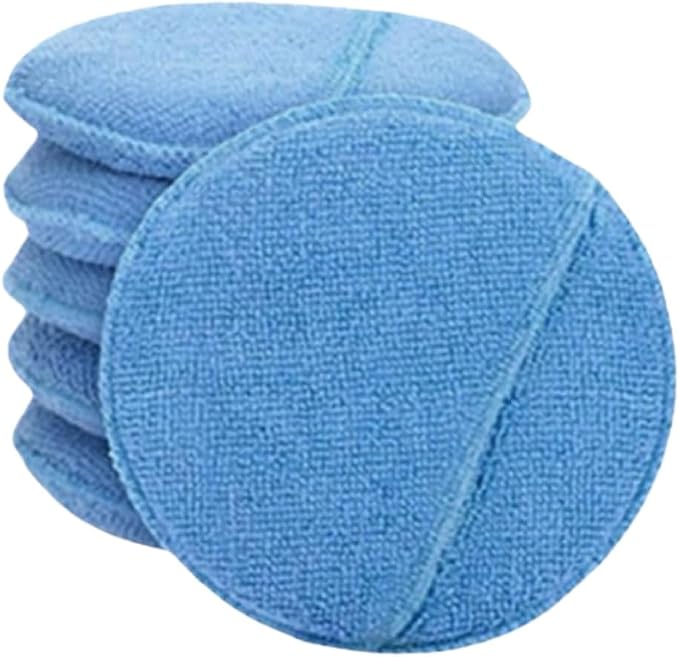 6PCS Microfiber Wax Applicator Pads, 5-inch car Wax pad with Finger Pocket, polishing and Detail polishing Foam pad for car Cleaning and fine polishing