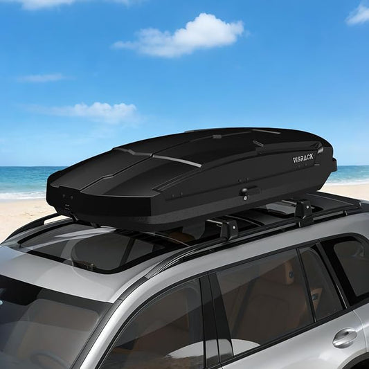 21 Cu Ft Cargo Box, Hard Shell Roof Cargo Carrier with Security Keys, 72.83" x 34.25" x 14.76" Roof Box, Dual-Sided Opening, Tool-Free Install, Black