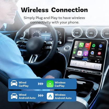 Upgraded Wireless CarPlay Adapter for Nissan Qashqai 2019-2025, Mini Wired to Wireless Box, Plug and Play, Compatible with Apple and Android