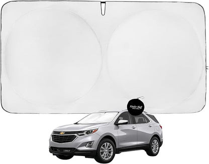 Windshield Sun Shade | Compatible for Chevrolet Equinox (2018-2024) | Certified 99.87% UVB & 99.02% UVA Car Sun Shade. Award Winning Sunshade - Patented Technology | Car Shades by Kinder Fluff
