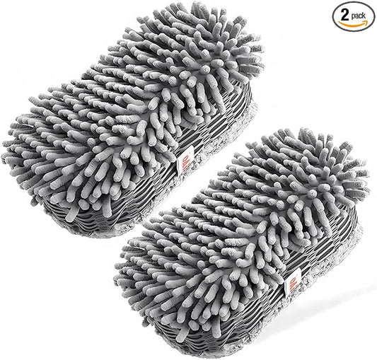 2 Pack Microfiber Car Wash Sponge Chenille Non-Scratch for Wax Sealant Conditioner Application Car Detailing, Compatible with Cars Trucks Motorcycles Essential Auto Cleaning Washing Kit Supplies