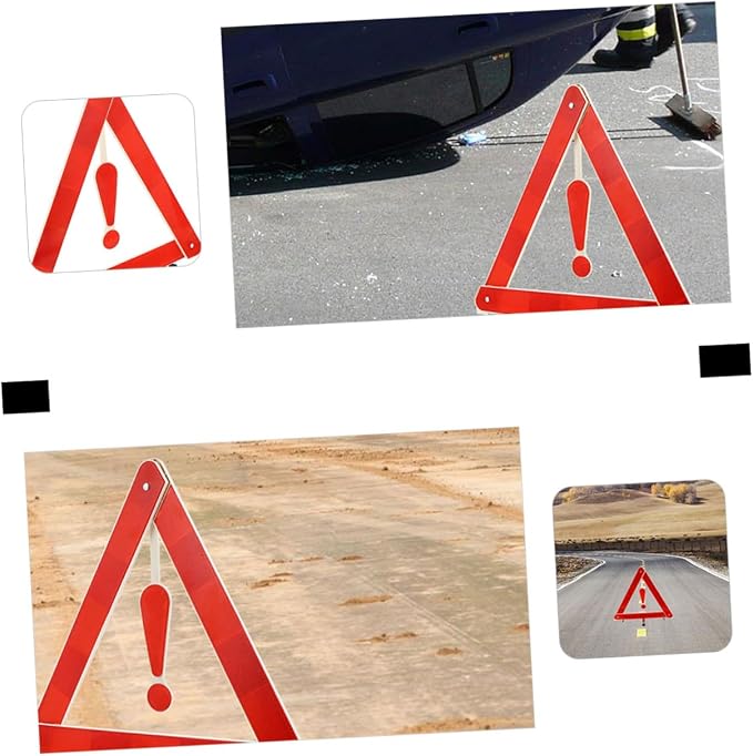 4pcs Adopted is Sturdy and Practical Triangle Warning Sign Car Warning Sign Road Safety Kit for