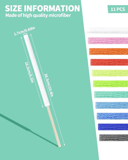11 PCS Microfiber Detail Duster Sticks, Mini Duster Crevice Cleaning Tool for Car Air Vents, Blinds, Fans, Windows, Small Spaces, Gap Dust Cleaner