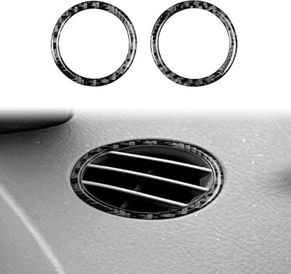Black Real Carbon Fiber Accessories Car Defogging Air Vent Outlet Defogger Frame Cover Interior Trim Sticker Decal for Toyota Corolla CE LE S 2003 2004 2005 2006 2007 2008/XRS 2005-2006 Sedan 2PCS
