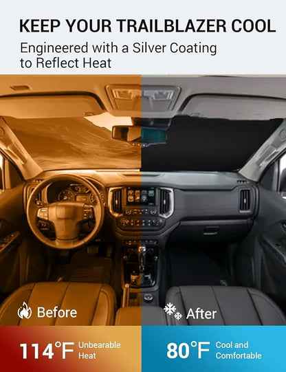 Proadsy Windshield Sun Shade for 2021-2025 2026 Chevrolet/Chevy Trailblazer Foldable Front Sunshade Protector Sun Visor Blocks UV Rays Keep Car Cooler