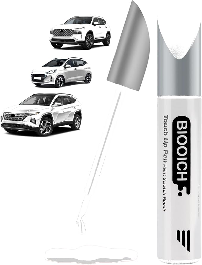 Touch Up Paint Pen Exact Color Match Car Chip and Scratch Repair (for Hyundai, Quartz White Pearl Tricoat(W8/WW8))