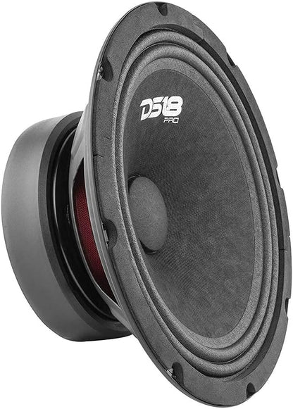 DS18 PRO-GM8.4PK Mid and High Complete Package - Includes 2X Midrange Loudspeaker 8" and 2X Aluminum Super Bullet Tweeter 1" Built in Crossover - Door Speakers for Car or Truck Stereo Sound System