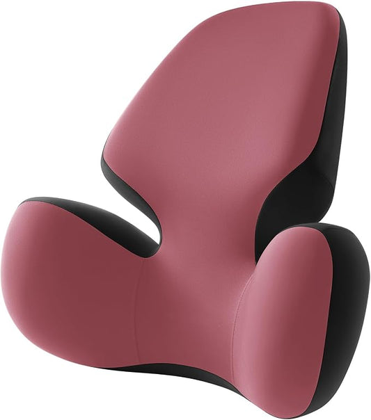 BEBAS Lumbar Support Pillow for Office Chair - Ergonomic Memory Foam Back Cushion for Lower Back Pain Relief - Washable & Breathable Cover - Fits Car Seats, Gaming Chairs & Wheelchairs - Red