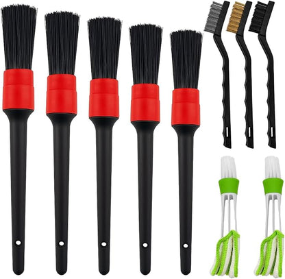 10PCS Car Detailing Brush Set, Vehicle Interior Cleaning Kit Includes Steel Wire and Air Vent Brushes, Automotive Detail Dusting Cleaner Tool Set, Universal for Most Vehicles