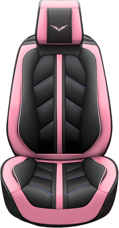otoez Car Seat Covers Full Set, Leather Pink Seat Covers for Cars 5 Seats, Automotive Front and Rear Seat Protectors Universal Fit Most Cars Sedans SUV Pick-up Truck (Pink, Without Pillows)