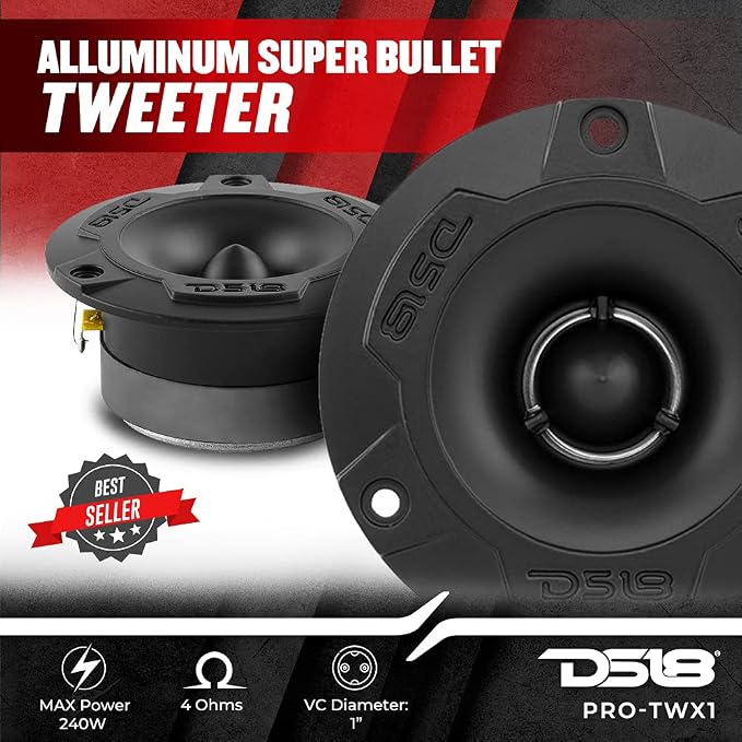 DS18 PRO-GM8.4PK Mid and High Complete Package - Includes 2X Midrange Loudspeaker 8" and 2X Aluminum Super Bullet Tweeter 1" Built in Crossover - Door Speakers for Car or Truck Stereo Sound System