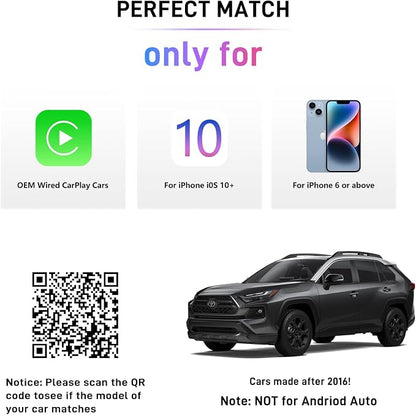 REYTID Wireless CarPlay Adapter for iPhone,Apple car Play Adapter Dongle,Convert Wired to Wireless,Plug & Play,Mini USB Design, No Delay & Stable Control for Apple iOS 10+