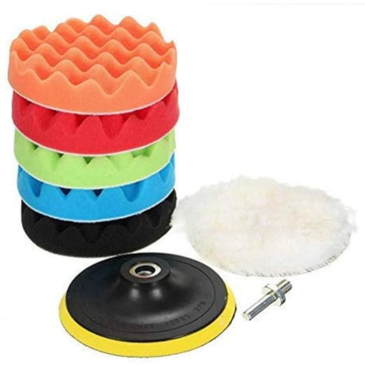 8PCS Car Foam Drill Polishing Pad Kit 7 Inch Buffing Pads Kits Drill Buffer, Foam Polish Pads Car Polisher Attachment for Drill Buffing, Car Sanding, Polishing, Waxing, Cleaning Set(7" 8PCS)