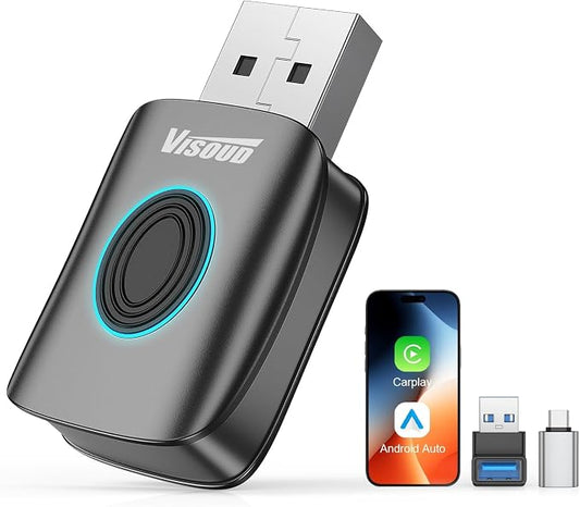 Wireless Carplay Adapter for Apple iPhone & Android Auto Wireless Adapter | Mini Carplay, Fast and Smooth Converts Wired to Wireless, 3 in 1, Plug & Play, Zero Delay, (iOS 10+, Android 11+, 2016+ Cars)
