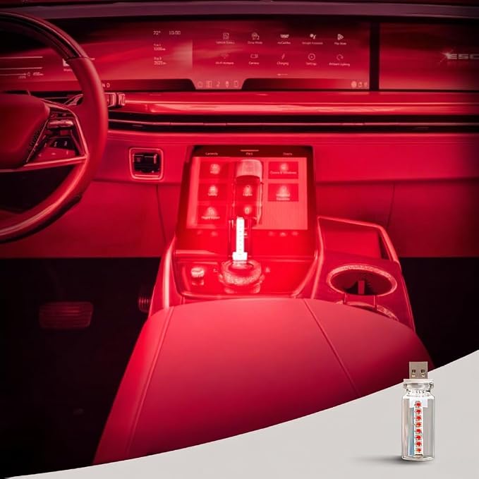 Mini USB Touch Control LED Ambient Light -4 Lighting Modes (Stable/dimmable SOS, Slow Flash, Breathing) Suitable for car interiors, Homes, Camping, and Party Decorations (Red)