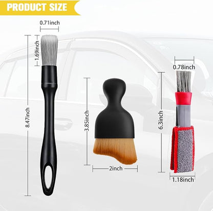 4PCS Car Detailing Brush Kit, Including 1 Ultra Soft No Scratch & 3 Vent Cleaning Brushes, Multi-Use Automotive Interior Detailing Kit, Universal for Most Vehicles