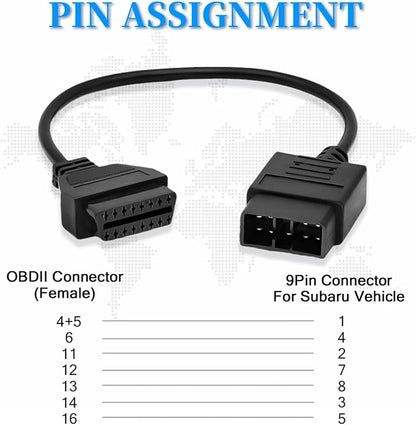 OBD1 to OBD2 Adapter for Subaru 9 Pin to 16 Pin Diagnostic Cable,Fit for Subaru Old Vehicles with 9pin Connector,for Subaru 9pin Adapter Cable Compatible with OBDII Diagnostic Scanner/Code Reader