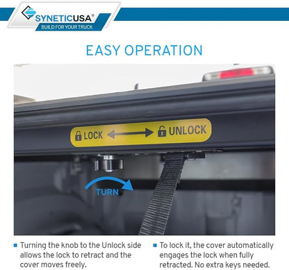 Syneticusa AR Automatic Retractable Truck Bed Cover with Crossbars for Ford F-150 2004–2026 | 6’7” (78.9”) Bed | Aluminum Hard Retractable Tonneau Cover | Easy Installation | Waterproof, Low-Profile