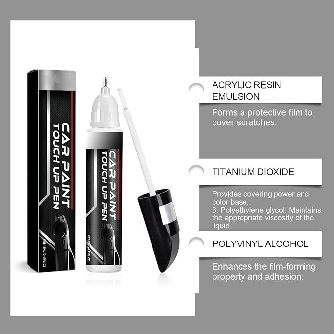 White Car Touch Up Paint Pen, Color Accurate Car Scratch Repair for Cars, 2-in-1 Auto Paint Scratch Remover, Fast Dry, Easy to Use, Long Lasting, Universal for Most Vehicles