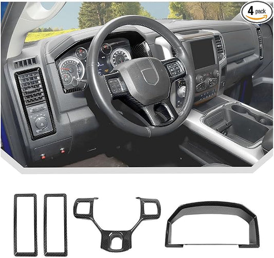 JeCar 4pcs Carbon Fiber Interior Trim Kit for 2010-2017 Dodge Ram 1500 Interior Accessories