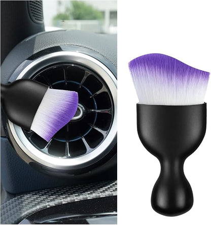 Car Interior Detailing Brush, Curved Soft Bristles Vehicle Removal Dust Collectors, Scratch-Free Automotive Cleaning Tool Accessories, Universal for Truck SUV Sedan (Purple Curved)
