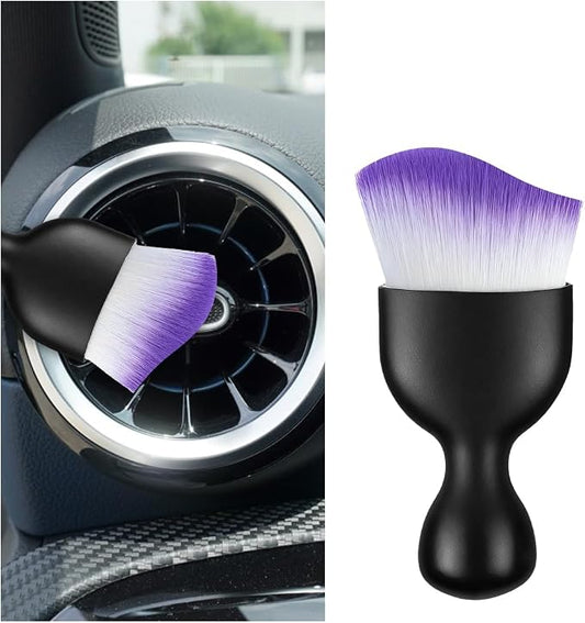 Car Interior Detailing Brush, Curved Soft Bristles Vehicle Removal Dust Collectors, Scratch-Free Automotive Cleaning Tool Accessories, Universal for Truck SUV Sedan (Purple Curved)