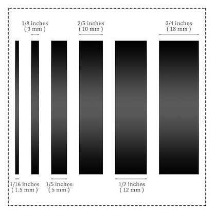 6 Rolls Fine Line Tape 1/16, 1/8, 1/5, 2/5, 1/2, 3/4 Inch x 55 Yard Fineline Masking Tape Painter Adhesive Automotive for DIY Car Auto Paint (Black, Mixed Sizes)