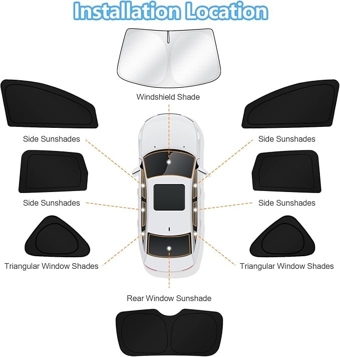 KUST Car Window Shades for Honda CR-V 2012 2013 2014 2015 2016 Windshield Sun Shade Side Window Cover UV Block Privacy Protection Accessories for Camping Blackout Rear Back Full Set 8PCS