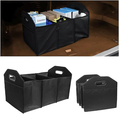 Car Trunk Organizer, 42L Collapsible Vehicle Storage Box with Reinforced Handles and Compartments, Waterproof Auto Interior Organizing Accessories, Universal for SUV, Truck, RV