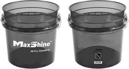 Maxshine 3.5 Gallon Universal Detailing Bucket –Black Car Wash Bucket for Scratch-Free Cleaning, Garage Storage & Organization – Holds Soap, Foam Cannon, Microfiber Towel, Brushes & Detailing Supplies