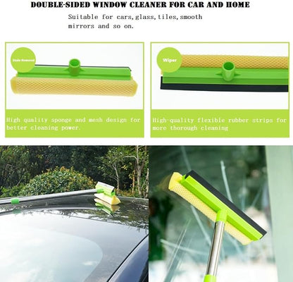 62'' Car Wash Brush Cleaning Kits with Long Handle Foldable Car Wash Brush Windshield Window Squeegee Car Washing Supply Set for All Car