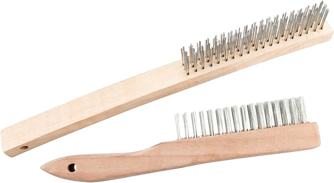 Performance Tool 1450 Tough Steel Brushes with Wood Handle - Heavy Duty Wire Bristles for Rust Removal, Cleaning, and Surface Prep