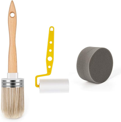 Tool Trio, Paint Brush, Roller, Sponge, All The Tools You Need to Apply Finish All in One Paint Yellow