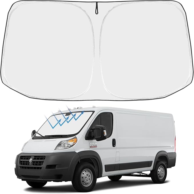 Proadsy Windshield Sun Shade Custom Fit Dodge Ram Promaster 2014-2024 2025 2026 4-Layer Foldable Front Sunshade Protector Sun Visor Blocks UV Rays Keep Car Cooler