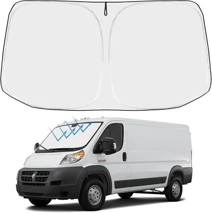 Proadsy Windshield Sun Shade Custom Fit Dodge Ram Promaster 2014-2024 2025 2026 4-Layer Foldable Front Sunshade Protector Sun Visor Blocks UV Rays Keep Car Cooler