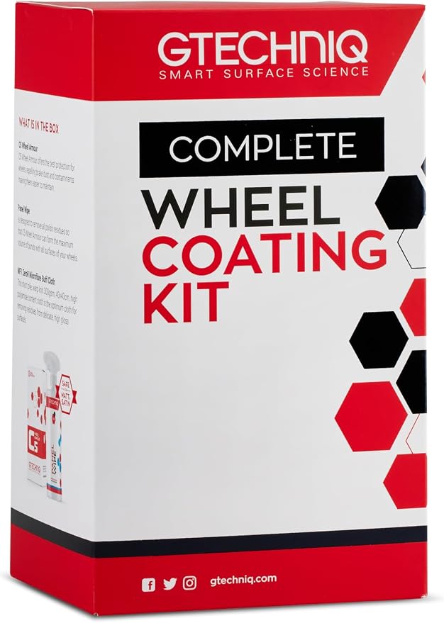 Gtechniq Wheel Coating Kit for Cars, 3-Piece | Includes Paint Degreaser Panel Wipe, C5 Wheel Armor and Microfiber Cloth, Enhances Protection and Shine, Easy to Apply and Long-Lasting Results