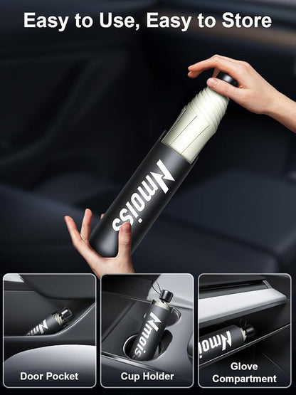 [Drive to Superior Coolness & Comfort] Nmoiss Ice Rib Windshield Sun Shade Umbrella High Speed Cooling 99% UV Blocking Protects Car from Sun and Heat Damage Medium (56" L x 31" W)