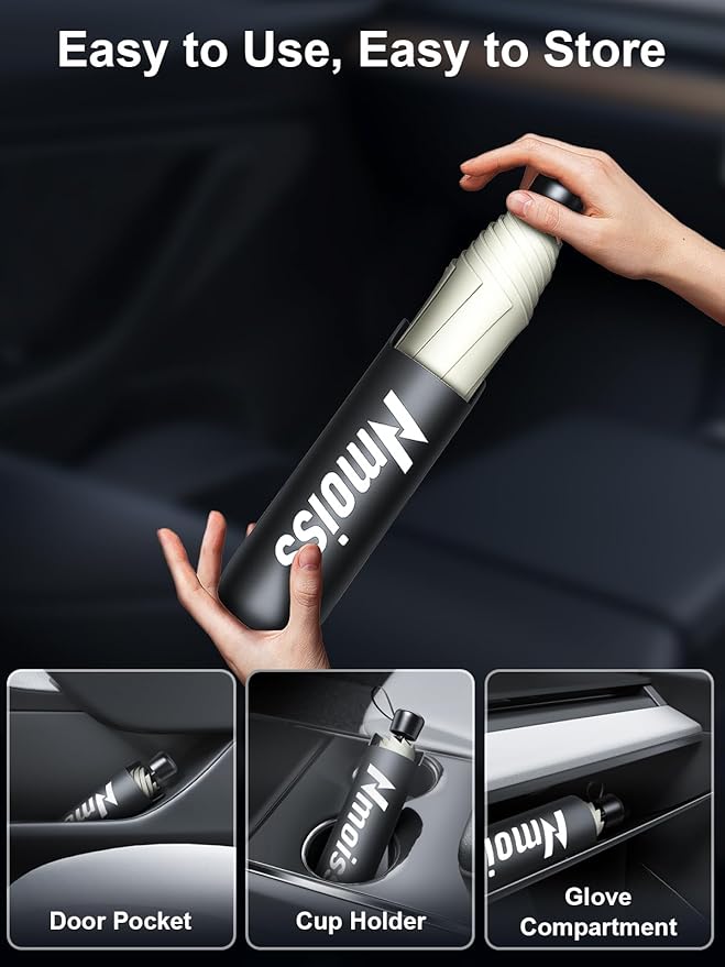 Upgraded Nmoiss Windshield Sun Visor [Ice Rib] High Speed Cooling 99% UV Blocking Protects Car from Sun and Heat Damage, Keeps Cool and Protects Interior Small (52" L x 31" W)