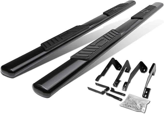 DNA Motoring 5 Inches Running Boards Compatible with 02-08 Ram 1500 Quad/Crew Cab, Powder Coated Side Step Nerf Bars, STEPB-5O-933-BK