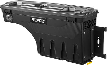 VEVOR Truck Bed Storage Box, Compatible with 2015-2020 Ford F150 R, Waterproof ABS Wheel Well Tool Box with Lockable Lid and Password Padlock, 6.6 Gal/25 L Truck Bed Toolbox, Passenger Side, Black