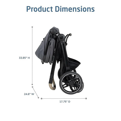 Maxi-Cosi Zelia Pro 5-in-1 Travel System with Mico Pro Infant Car Seat and Baby Stroller Combo, Reversible Seat, Large Wheels, Adjustable Handle, Newborn to Toddler, Lightweight, Sea Salt
